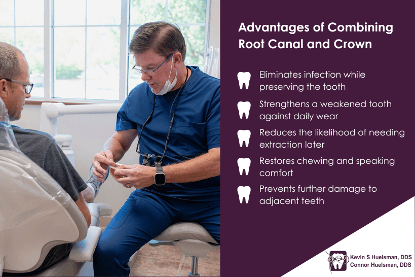 Advantages of combining root canal therapy with a dental crown.